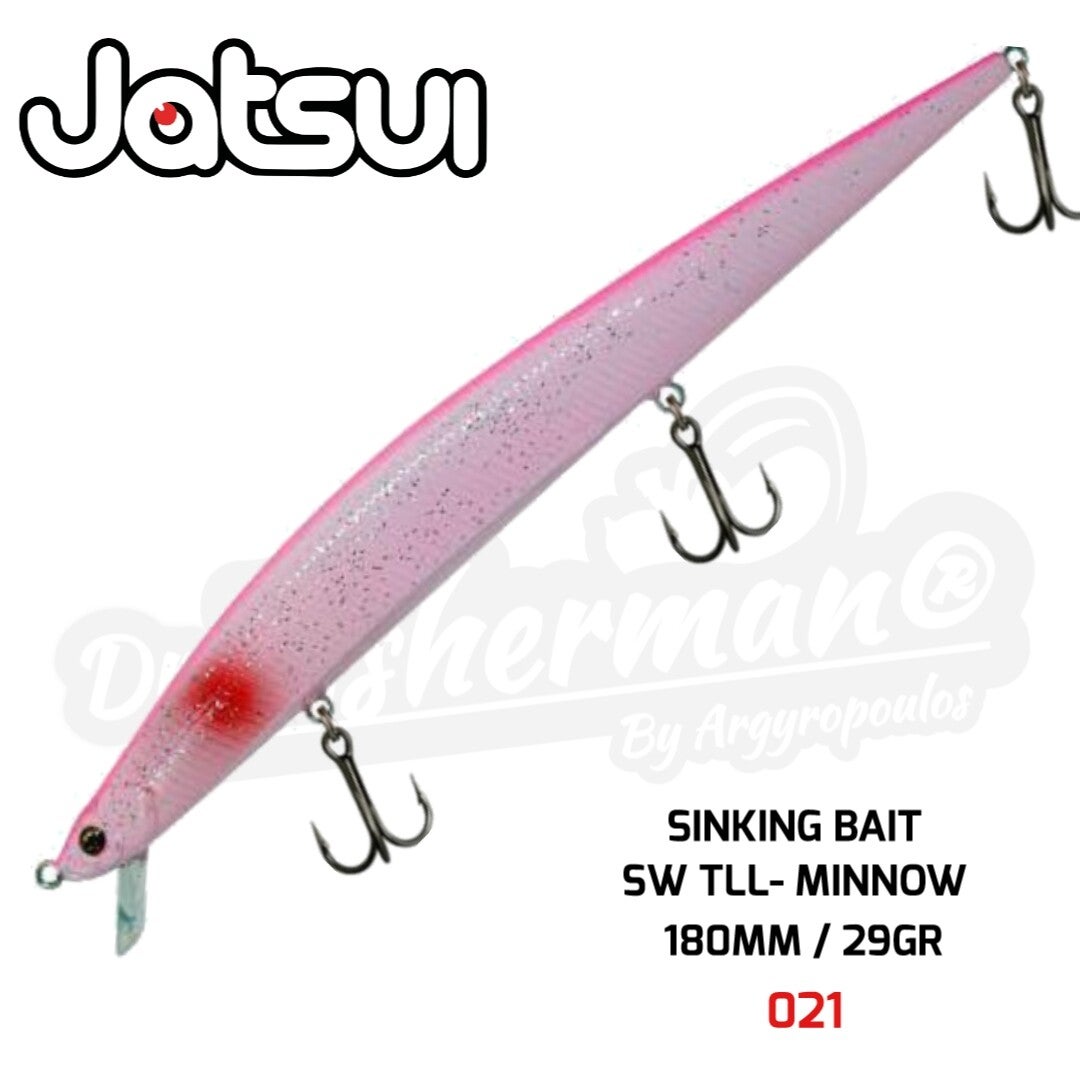 JATSUI SLICKER SINKING BAIT SW TLL MINNOW 180MM/26GR COL:021