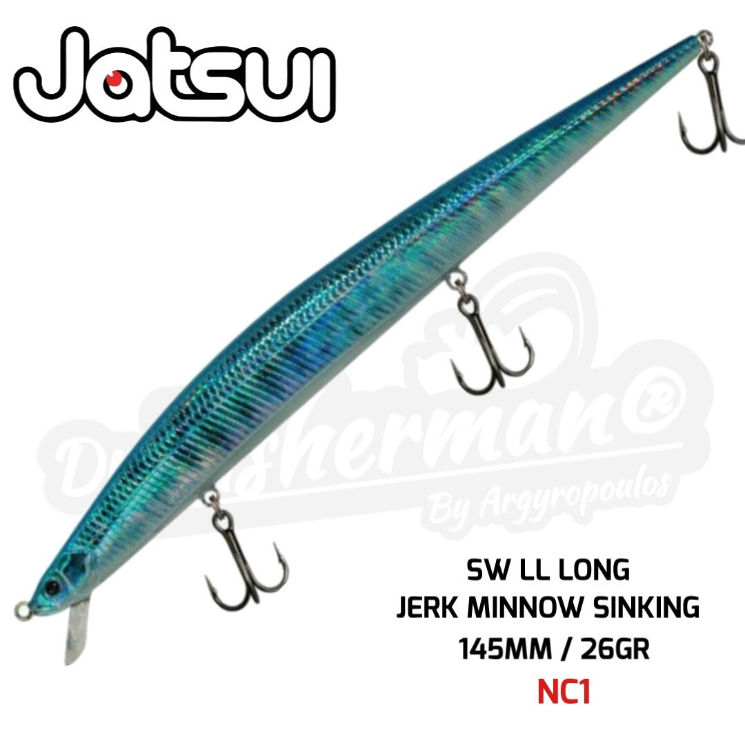 JATSUI SLICKER SINKING BAIT SW TLL MINNOW 145MM/26GR COL:NC2