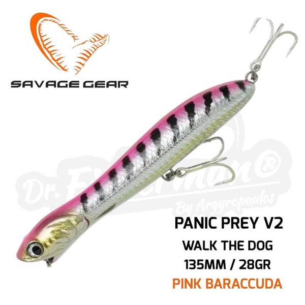 SAVAGE GEAR PANIC PREY V2 WALK THE DOG 135MM / 28GR PINK BARACCUDA