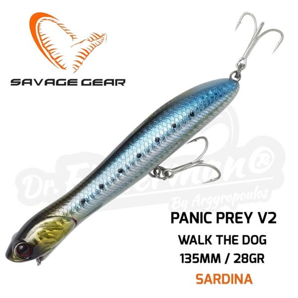 SAVAGE GEAR PANIC PREY V2 WALK THE DOG 135MM / 28GR SARDINA