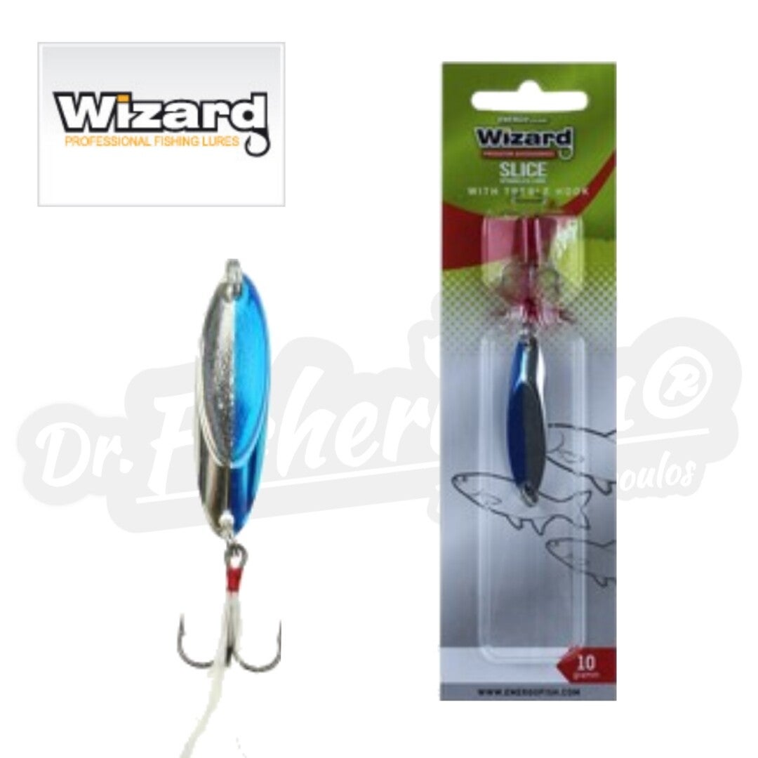 WIZARD SLICE SPARKLE LURE WITH TREBLE HOOK SILVER/BLUE COLOR