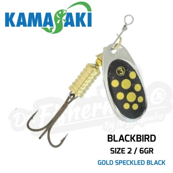 KAMASAKI BLACKBIRD GOLD SPECKLED BLACK SPINNER SIZE 2 / 6GR
