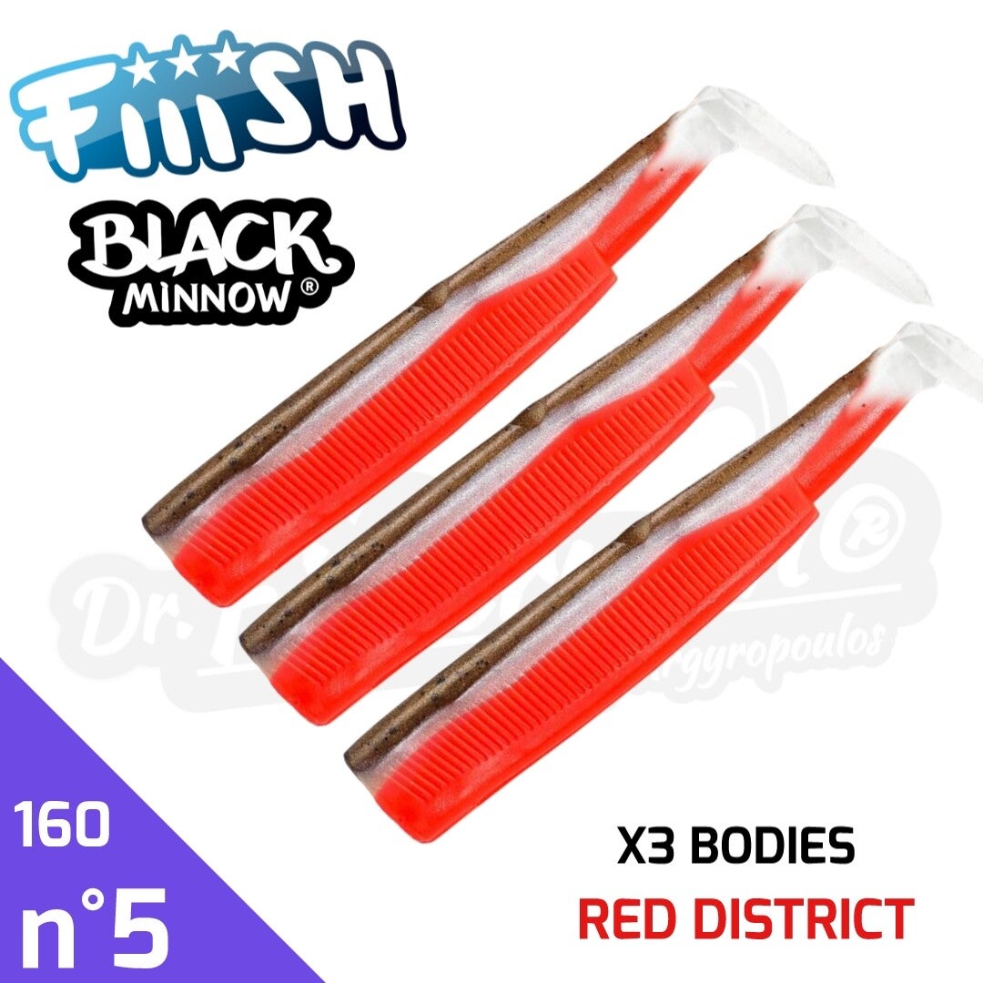 FIIISH BLACK MINNOW 160 X3 BODIES RED DISTRICT #5