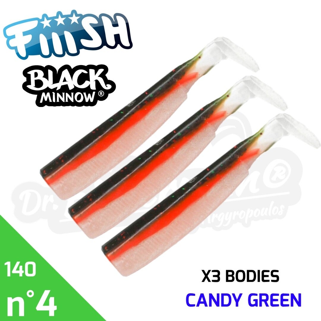 FIIISH BLACK MINNOW 140 X3 BODIES CANDY GREEN #4