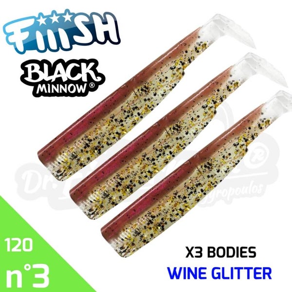 FIIISH BLACK MINNOW 120 X3 BODIES WINE GLITTER #3