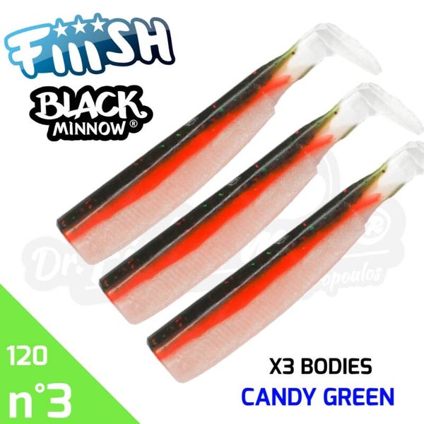 FIIISH BLACK MINNOW 120 X3 BODIES CANDY GREEN #3