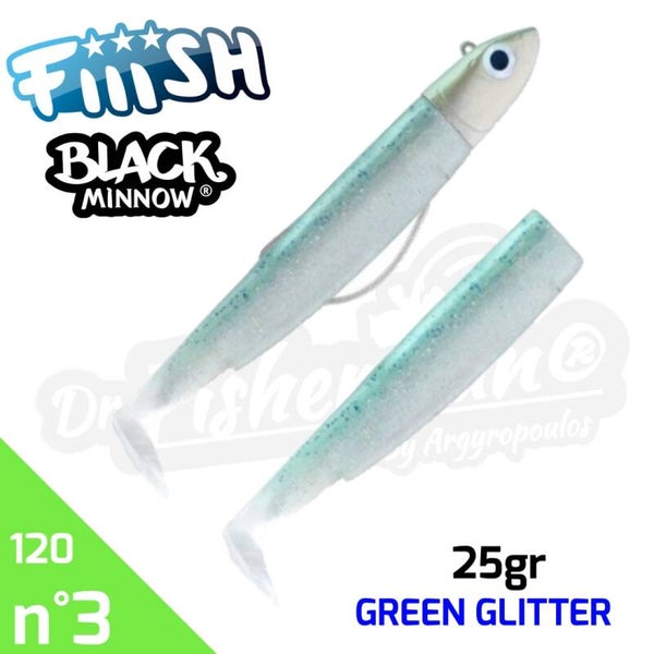 FIIISH BLACK MINNOW 120 25GR GREEN GLITTER #3
