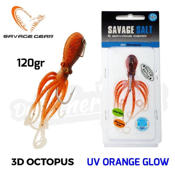 SAVAGE GEAR 3D OCTOPUS 120GR 16CM UV ORANGE GLOW