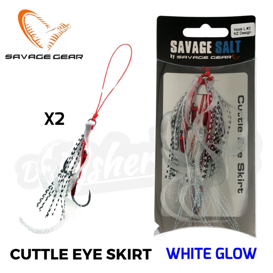 SAVAGE GEAR CUTTLE EYE SKIRT HOOK #14 L WHITE GLOW