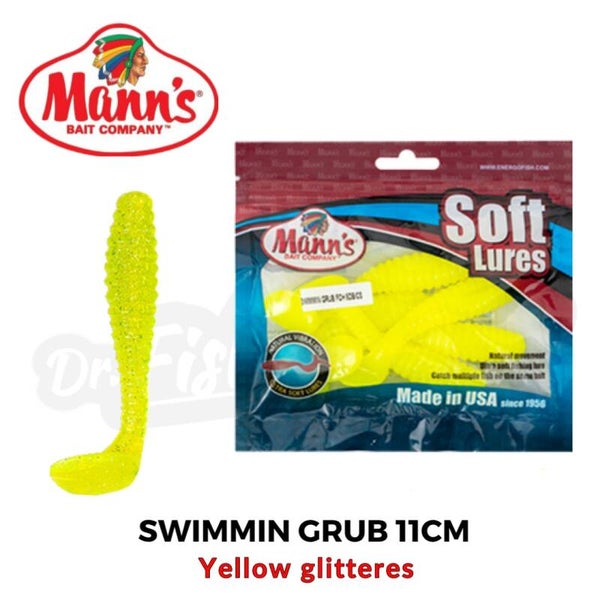 MANNS SOFT LURES SWIMMIN GRUB 4" 11CM MFCH 5PCS