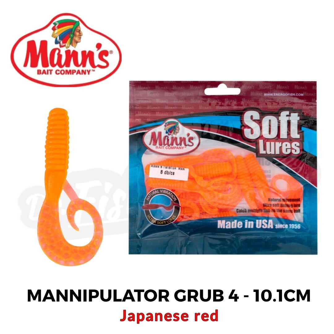 MANNS SOFT LURES MANNIPULATOR GRUB 4" 10.1CM JAPANESE RED 8PCS