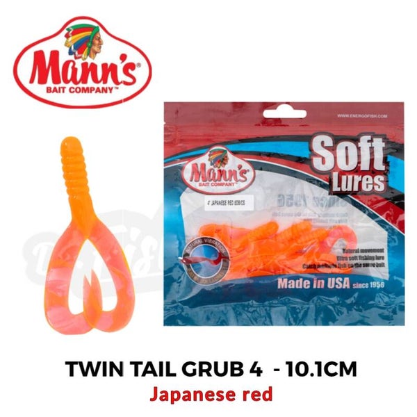MANNS SOFT LURES TWIN TAIL GRUB 4" 10.1CM JAPANESE RED 8PCS