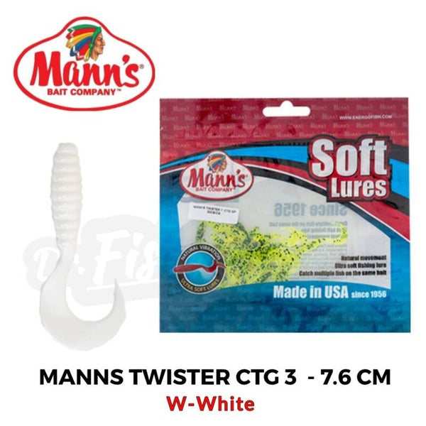 MANNS SOFT LURES TWISTER CTG 3" W-WHITE 15PCS