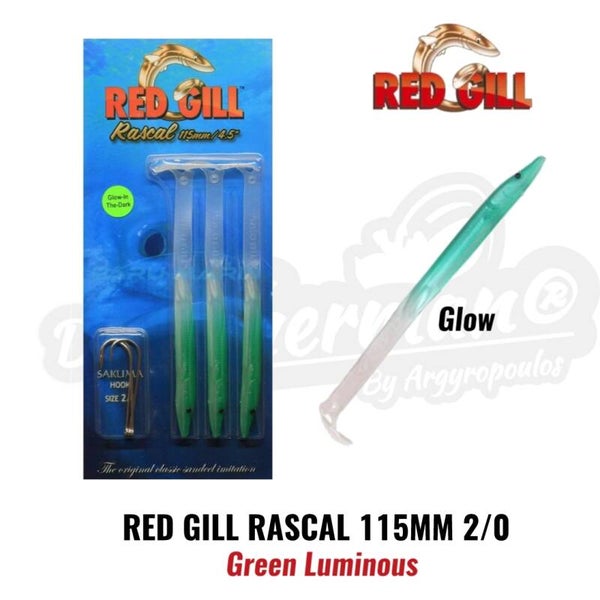 RED GILL RASCAL 115MM 2/0 HOOK GREEN LUMINOUS