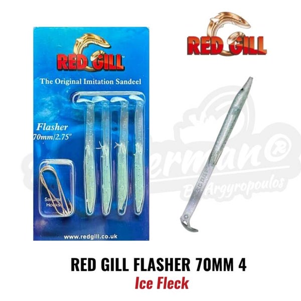 RED GILL FLASHER 70MM NO4 HOOK ICE FLECK