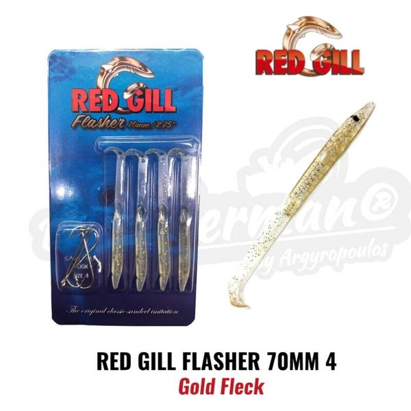 RED GILL FLASHER 70MM NO4 HOOK GOLD FLECK