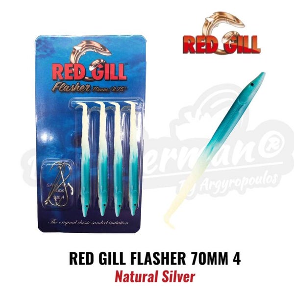 RED GILL FLASHER 70MM NO4 HOOK NATURAL SILVER