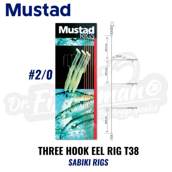 MUSTAD THREE HOOK ELL SABIKI RIG T38 2/0