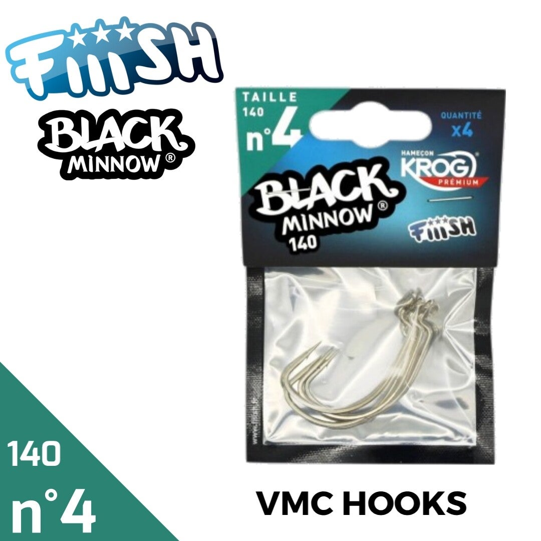 BLACK MINNOW 140 HOOKS NO4 BM156
