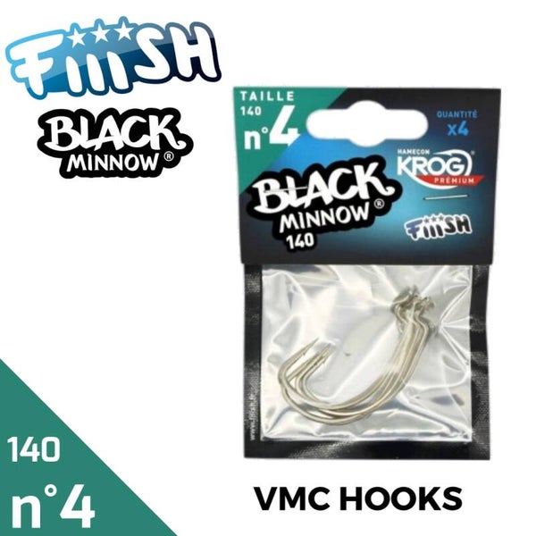 BLACK MINNOW 140 HOOKS NO4 BM156