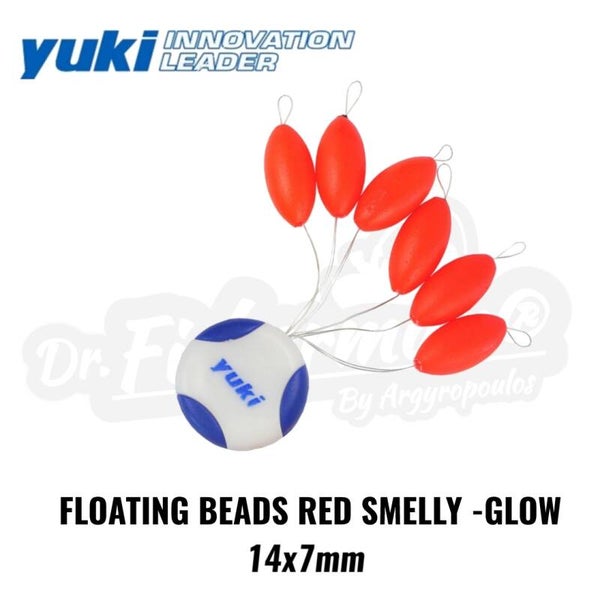 YUKI FLOATING BEADS RED SMELLY GLOW 14X7MM