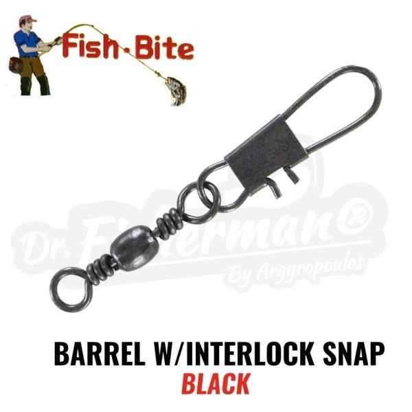 FISH-BITE BARREL W/INTERLOCK SNAP BLACK