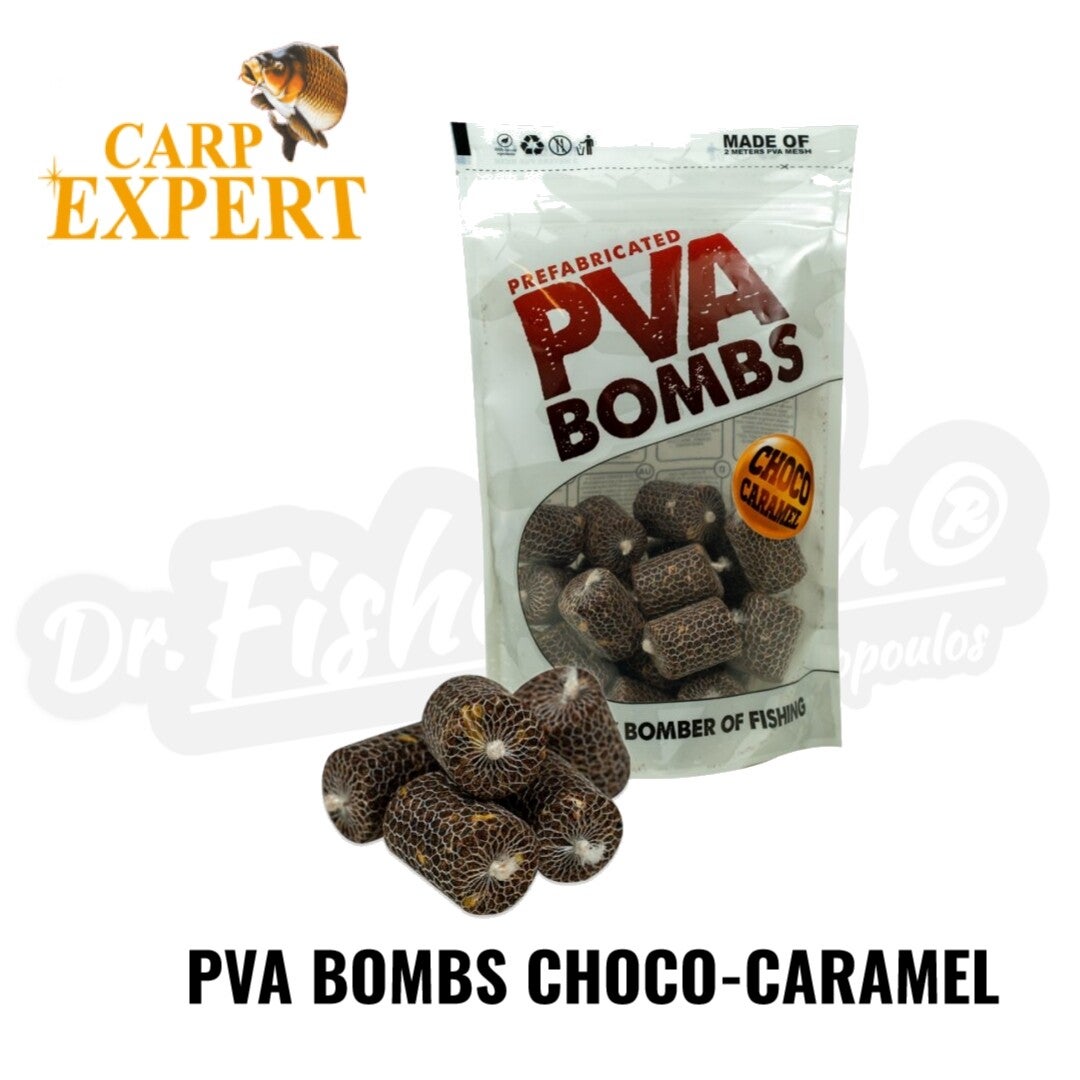 CARP EXPERT PVA BOMBS CHOCO- CARAMEL 20x25MM 20PCS