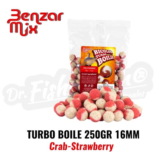 BENZAR MIX TURBO BOILIES 250GR 16MM CRAB-STRAWBERRY