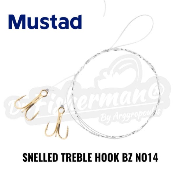 MUSTAD SNELLED DOUBLE TREBLE HOOK NO14 (3PCS) )