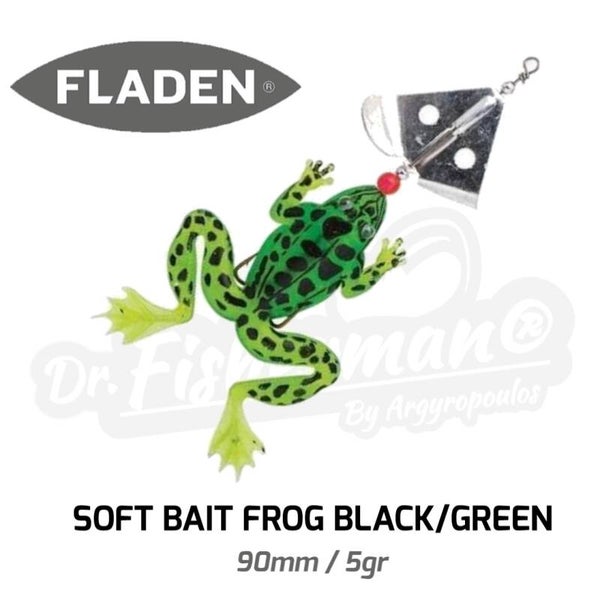 FLADEN SOFT BAIT FROG GREEN/BLACK 90MM/5GR