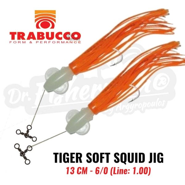 TRABUCCO SOFT SQUID JIG FLUO 13CM 6/0 ORANGE (2PCS)
