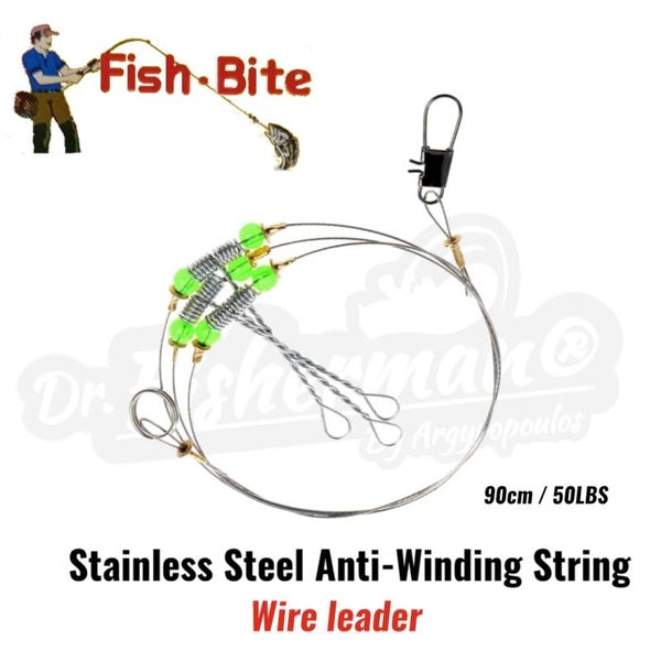 FISH-BITE LUMINOUS BEADS STAINLESS STEEL ANTI-WINDING STRING 90CM 50LBS
