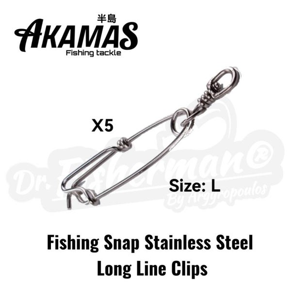 AKAMAS STAINLESS STEEL LONG LINE SWIVEL WITH SNAP LARGE