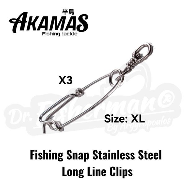 AKAMAS STAINLESS STEEL LONG LINE SWIVEL WITH SNAP XLARGE