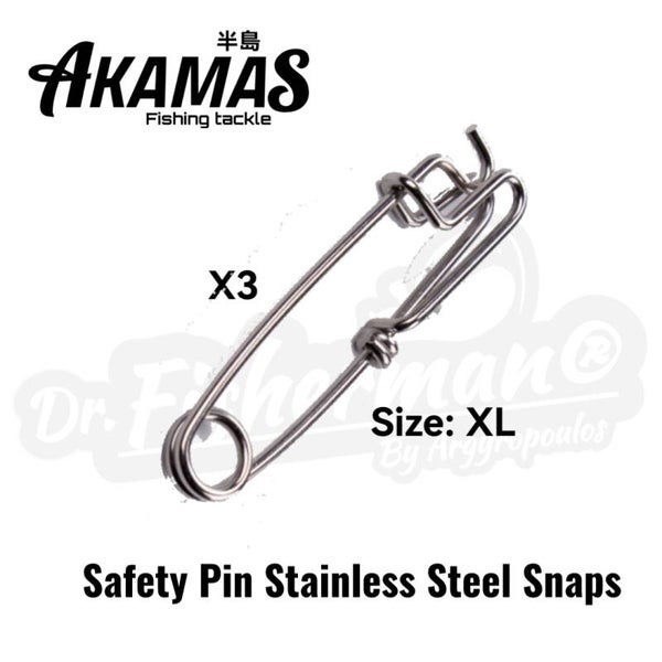 AKAMAS SAFETY PIN STAINLESS STEEL SNAPS XLARGE