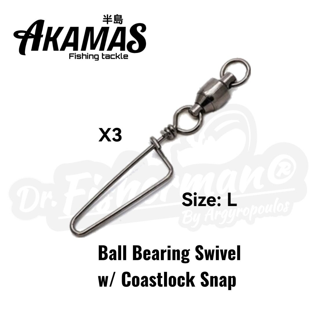 AKAMAS BALL BEARINGS SWIVEL W/ COASTLOCK SNAP LARGE