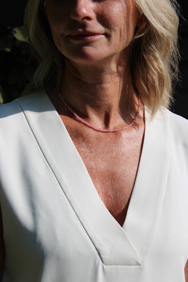 Halsketting rozen kwartz