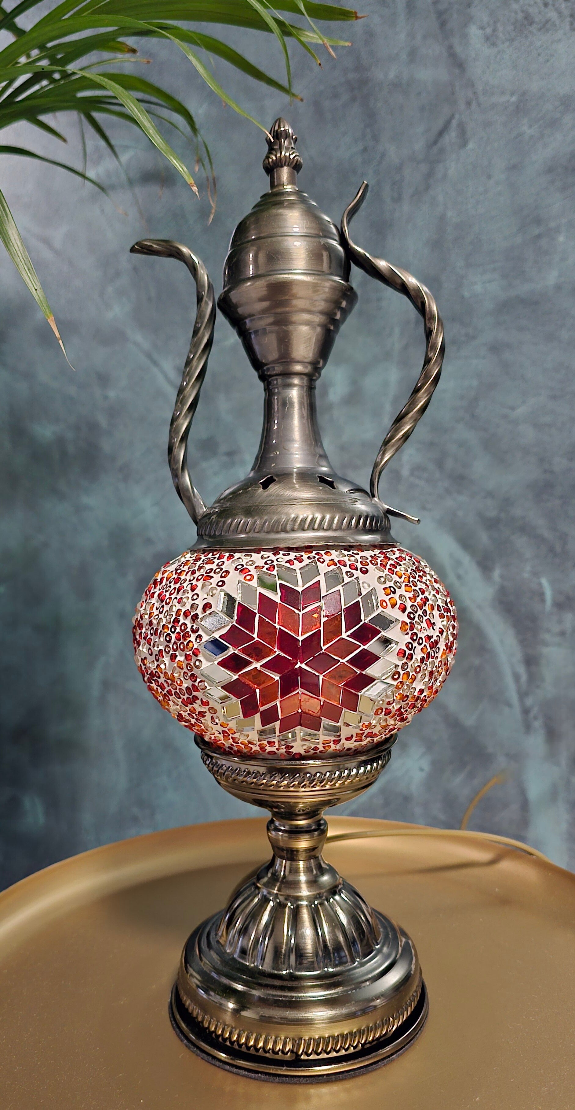 Lampe Veilleuse Mosaïque Multicolore – Artisanat Belge Fait Main