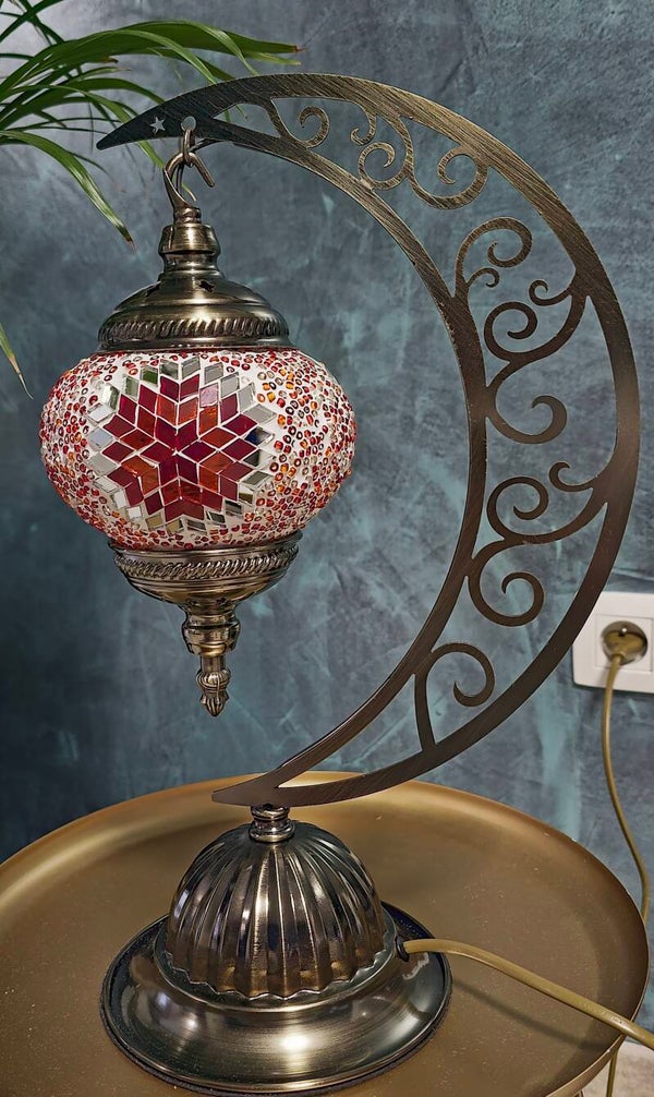 Lampe Lune Mosaïque Artisanale - Veilleuse Décorative Fait Main