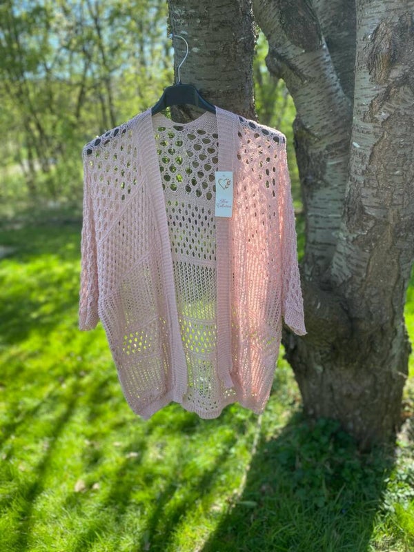 Gilet tricot rose