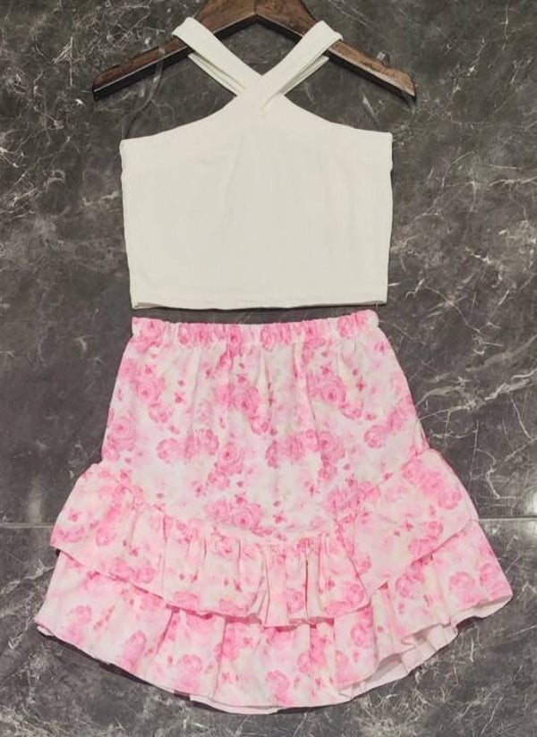 Ensemble top et jupe fleurie