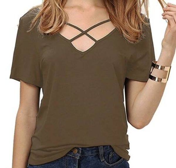 Tee-shirt croisé Emma Taupe