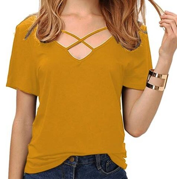 Tee-shirt croisé Emma Moutarde