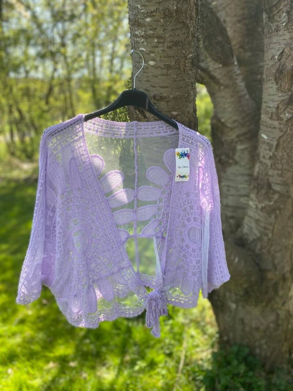 Boléro grande taille mauve clair