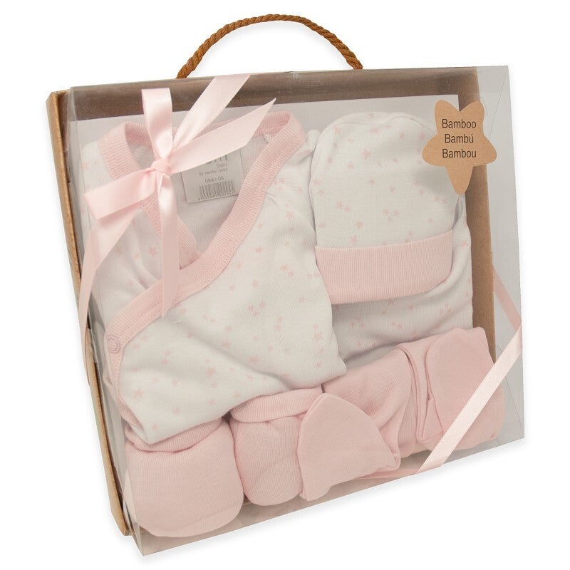 Coffret de naissance étoiles rose personnalisable