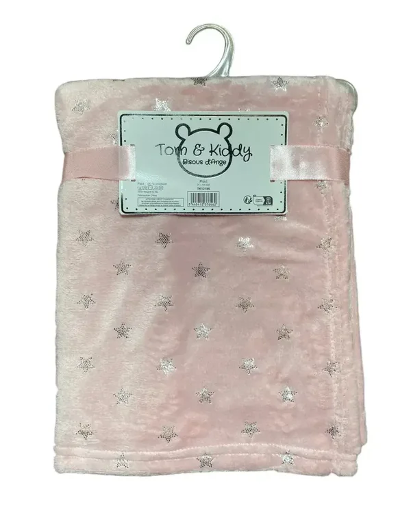 Couverture rose étoiles argentées