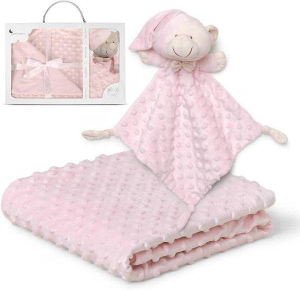 Coffret de naissance doudou ours rose + couverture