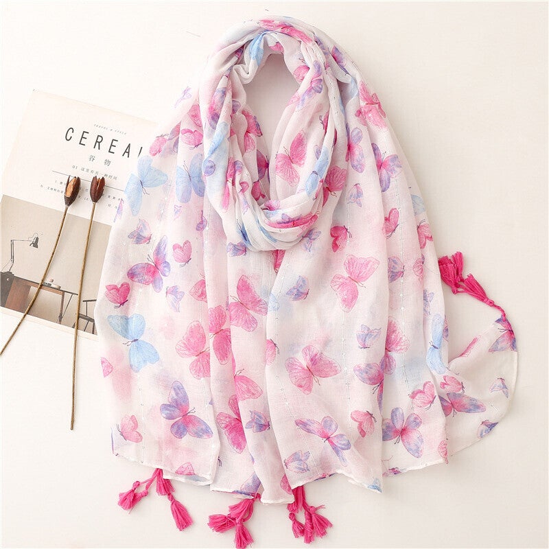 Foulard papillons et pompons