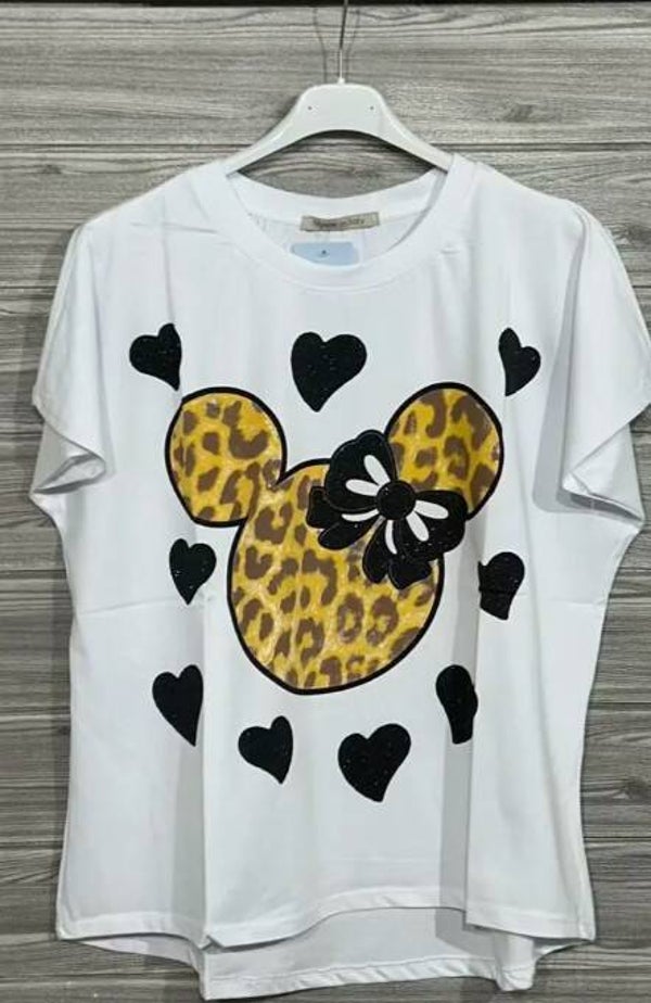 T-shirt Souris coeurs noirs