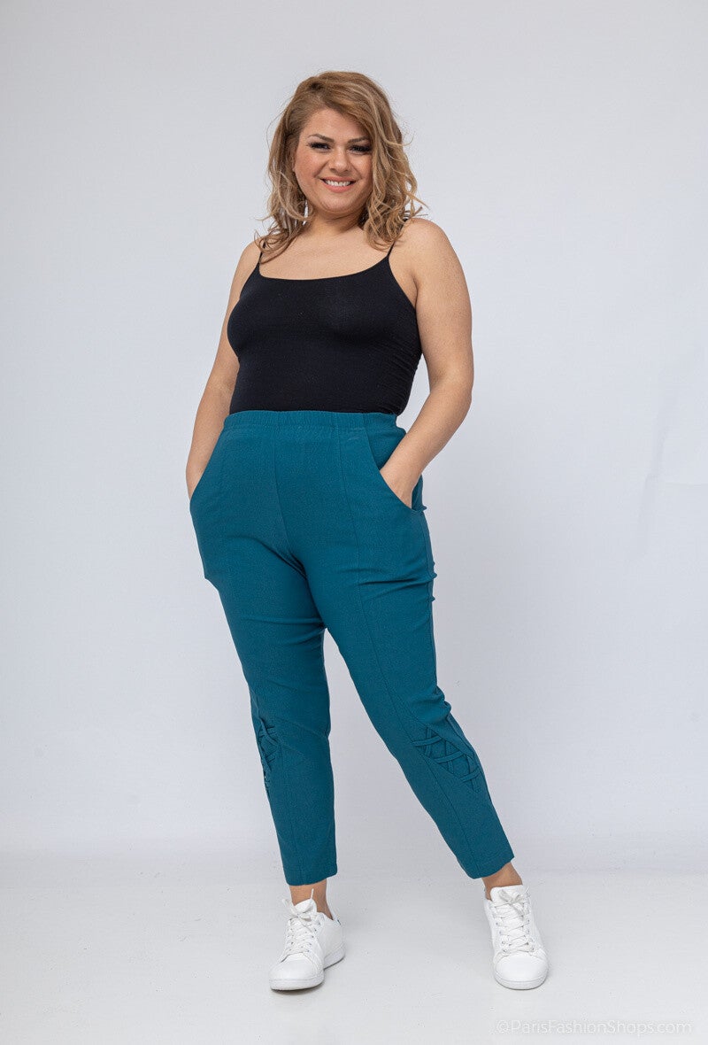 Pantalon stretch vert canard